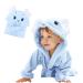 Wytbaby bathrobe baby soft flannel children bathrobe with hood quick dry bathrobe for baby girls boys 3-12 months blue elephant