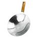 LABRIMP Stainless Steel Griddle Grilling Wok Korean Soup Pots Stainless Steel Saute Pan Chinese Wok Pan Cooking Wok Pot Heavy Duty Wok Pan Kitchen Cooking Pans Steak Wood Japan