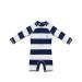 BONVERANO Baby Boys Swimsuit Toddler Bathing Suit Long-Sleeve Zipper One Piece Swimwear with UPF 50+ Sun Protection Navy Stripe 3-6 Months