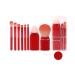 Makeup Brush Set Portable Makeup Brush 1 Set Functional Transparent Storage Box Makeup Brush Set Lightweight Foundation Brush (Color : Red)