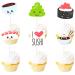 S-Cp-0012 Ice Cream Fruit Dessert Cupcake Topper Colorful Glitter Happy Birthday Sensory Pop Game Theme Decor Supplies Baby Shower Boys Girls Birthday Party Decorations
