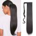 Wrap Around Ponytail Extension Ombre Synthetic 24 Inch Magic Paste Ponytail Straight Ponytail Extensions - Dark Black Straight 24 Dark Black