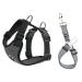 Slowton dog harness with seat belt for car double-lying breathable latex network tissue puppy harness regular safety harness dog for all everyday sports (dark gray l) l dark gray