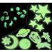 24 3D Glow in The Dark Magical Galaxy Planets Shooting Stars and Moon Shapes Florescent Wall Decals Decor Stickers for Sensory Nursery Baby Kids Children Bedroom Decoration (24 Galaxy & Planets)