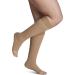 SIGVARIS Men’s & Women’s Essential Opaque 860 Open Toe Calf-High Socks w/Grip Top 20-30mmHg - Large Short - Nude light beige (crispa) LS - Large Short