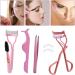 Eyelash Curler Set with Comb & Tweezers - Professional Lash Tools with 2 Refill Pads (Pink) for Volumizing Lift | Worldwide Shipping - Buy Online on GoSupps.com