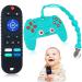 Silicone Baby Teething Toys 2 Pack Teethers for Babies with Pacifier Clip Game Remote Control Teether for Baby Boys Girls Durable Sensory Chew Toys for Kids Toddlers Infants