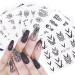 13 Sheets Black Nail Art Stickers Water Transfer Decals Nail Supplies Decorations Accessories with Flowers Necklace Jewelry Dream Catcher Feather Design Foil Tattoo for DIY Nail Manicure Tips
