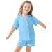 SWOMOG Unisex Kids Modal Button-Down Pyjama Set | Short Sleeve Sleepwear Lounge Set 4-5 Years Light Blue - Buy Online on GoSupps.com
