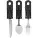 3 Piece Adaptive Utensils Heavy Stainless Steel Spoon Fork Serrated Knife with Non Weighted Non Slip Handles for Hand Tremors Arthritis Elderly Use(Black) - Buy Online on GoSupps.com