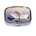 Swan Heart Printing 2 Compartment Small Pill Case Cute Small Pill Box Purse Pill Boxs Travel Pill Organizer for Pocket Purse and Travel Gifts