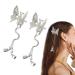 Elegant Butterfly Hairpin Butterfly Hair Clip Pearl Hair Comb Clip Moving Butterfly Hair Clips Antique Side Clip Bridal Hair Accessories for Ladies and Girls (Silver-2 PCs)