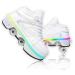Shoes with rolls LED bright skates 4-wheel adjustable roller skates hidden wheel for running sports shoes for playing for men women and child white 38 EU