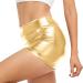 Javly Women's High Waisted Metallic Booty Shorts - Gold, Medium | Rave Clubwear - Buy Online on GoSupps.com