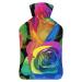 Watercolor Rose Hot Water Bottle With Cover Plush Bed Bottle Hand Warmer For Adults And Children 26.5X15.3cm