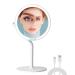 AMIRO Rechargeable Lighted Makeup Mirror  8'' LED Portable Vanity Mirror with Light  5-Level Brightness/Touch Screen Control/Memory Function/180  Rotation/Detachable 5X Magnification Pocket Mirror White-8''