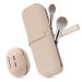 Travel essentials make -up bag silicone 1stk make -up brush storage and 1stk beauty blender case easy to clean soft and portable for travel (khaki)