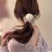 xbiez Hair Scrunchies Fairy Camellia Hair Ornament Elastic Hair Tie for Female and Young Girls Ponytail Holders Pink - Buy Online on GoSupps.com