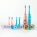 Portable Battery Powered Rechargeable Toothbrush - Teeth Whitening 4 Brush Heads 2 Piece Set (White & Pink) - International Shipping Available - Buy Online on GoSupps.com