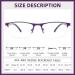 FONHCOO Half-Rim Reading Glasses for Men & Women | Stylish Visual Aid with Blue Light Filter | Senior-Friendly 1.5x Magnification - Purple - Buy Online on GoSupps.com