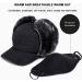 Men's Trapper Bomber Hat - Winter Russian Aviator Style with Ear Flaps, Fur Lined Facemask Cap in Black - Buy Online on GoSupps.com