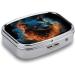 Blue Flames Wolf Head Pill Box - 2 Compartment Portable Metal Pill Organizer for Medicine Pocket & Purse - Buy Online on GoSupps.com