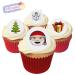 24 Fabulous Pre-Cut Edible Wafer Cake Toppers: Christmas Emojis