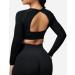 YEOREO Seamless Long Sleeve Crop Gym Shirt for Women - Black, Small (Open Back Design) - Buy Online on GoSupps.com