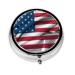 American Flag Portable Metal Pill Box Round Mini 3-Compartment Plastic Insert hinged Fastening Design Suitable for Small Pills Must-Have for Travel Black