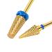 CGBE 2 pieces of nail miller attachments Wolfram carbide hard metal nail miller bits medium grain remove gel acrylic nail skin 3/32 inch gold milling milling bits for manicure pedicure cone + pointed cone shape