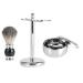 Professional Mens Shaving Kit: Faux Badger Hair Brush Alloy Soap Bowl & Stand Holder - Perfect for a Luxurious Grooming Experience - Buy Online on GoSupps.com