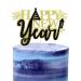 GotGala Happy New Year Cake Toppers Black & Gold Glitter Happy New Year Decorations Cheers to 2024 Hello 2024 New Year Cake Topper for New Years Eve Party Winter Holiday Decorations