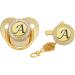 Kisbeibi Baby Pacifier with Clip - Diamond Golden Initials 2-Piece Weaning Set for Boys & Girls (Letter M) - Shop Now! - Buy Online on GoSupps.com