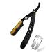 Premium Black and Gold Straight Edge Shaving Razor for Men - Perfect for Hair Mustache and Eyebrow Grooming | International Shipping Available - Buy Online on GoSupps.com