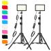 Photography Video Lighting Kit, LED Studio Streaming Lights W/70 Beads & Color Filter for Camera Photo Desktop Video Recording Filming Computer Conference Game Stream YouTube TikTok Portrait Shooting Black