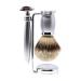 Edwin Jagger Bulbous Chrome 3 Piece DE Set With Silver TIp Brush (Chrome-Satin)