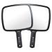 HYOUJIN 2 Hand Held Mirror Portable Barber Handhenled Mirrors Extra Large Mirror(12" x 8.8") for Shower Shaving Self Haircut for Women Men for Salon Trivial Barbershop Black Black +White