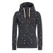 Bigfanshu Womens Hooded Sweatshirts Flocking Thicken Print Jackets Tracksuits Zipper Female Sportswear Black