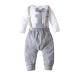 Haokaini Baby Boy First Birthday Clothes Boy Bow Tie Romper Bodysuit Cake Smash Outfits Grey 3-9 Months