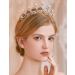 JWICOS Gold Crystal Queen Crown for Wedding Bridal Prom Party Elegant Pearl Tiara Hair Accessories for Brides and Bridesmaid