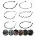 JERLITU Elastic Wavy Spring Wave Hair Band  Multi-Style Black Non-slip Metal Hair Hoop  Unisex Sport Fashion Hair Band Accessories for Women and Men 6 Pcs 6Pcs