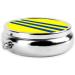 Yellow and Blue Striped Mini Round Pill Box - 3 Compartment Travel Organizer for Home & Office - Buy Online on GoSupps.com