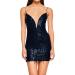 Hanxiulin Ladies V Neck Party Dress - Stretch Cocktail & Glitter Etuik Dress in XXL Blue | Perfect for Events & Celebrations - Buy Online on GoSupps.com