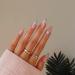 JUSTOTRY 24 Pcs Almond False Nails Short Wavy Press on Nails Pattern Swirl Fake Nails Short with Nail Glue Olive Green French Stiletto Stick on Nails for Women Nails Fake Nail for Nails Art teal2