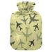 Airplanes Green Military Hot Water Bottle with Cover Soft Warm for Winter Bed Hand Neck Shoulders 1L
