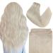 Easyouth Sew in Hair Extensions Real Hair Platinum Blonde Weft Hair Extensions Remy Double Weft Human Hair Extensions Blonde Hair Weft 22 Inch 100g 22 Inch/55cm 3-Weft #60