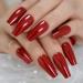 Ruby-Red Press On Ballet False Nails - Long Coffin Ballerina Style | 24pcs/set - Buy Online on GoSupps.com