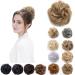 Fake Hair Bun Scrunchy Scrunchie Messy Bun Chignons Wavy Donut Updo Synthetic Hair Extensions 35g Golden Brown & Blond 35 g Golden Brown & Blond