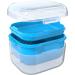 Argomax Denture Box - Light Blue Dental Prosthesis Case for Soaking Cleaning & Storing - Transparent Housing with Sieve - Buy Online on GoSupps.com