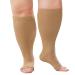 ZfSock compression stockings thick calves men: thrombosis socks women support stockings Medical compression socks oversize men open tip without toes travel socks 20-30mmhg 1 pair 7xl beige